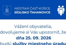 Zatvorenie miestneho úradu na Ťahanovciach kvôli podujatiu